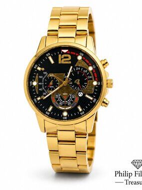 WA-09--Luxury Men's Gold Quartz Business Watch WA-09